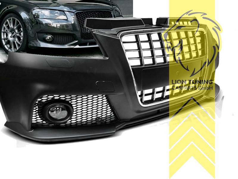 Upgrade Design Frontstoßstange für Audi A3 8P 05-08 inkl. Zubehör und  Chrom-Grill