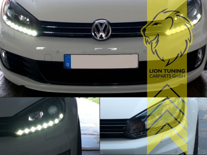 Liontuning - Tuningartikel für Ihr Auto  Lion Tuning Carparts GmbH TFL  Optik Scheinwerfer VW Golf 5 Limousine Variant LED Tagfahrlicht chrom