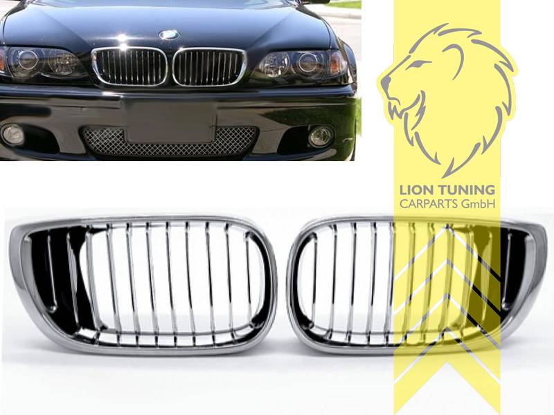 Liontuning - Tuningartikel für Ihr Auto  Lion Tuning Carparts GmbH  Sportgrill Kühlergrill BMW E46 Limousine Touring chrom