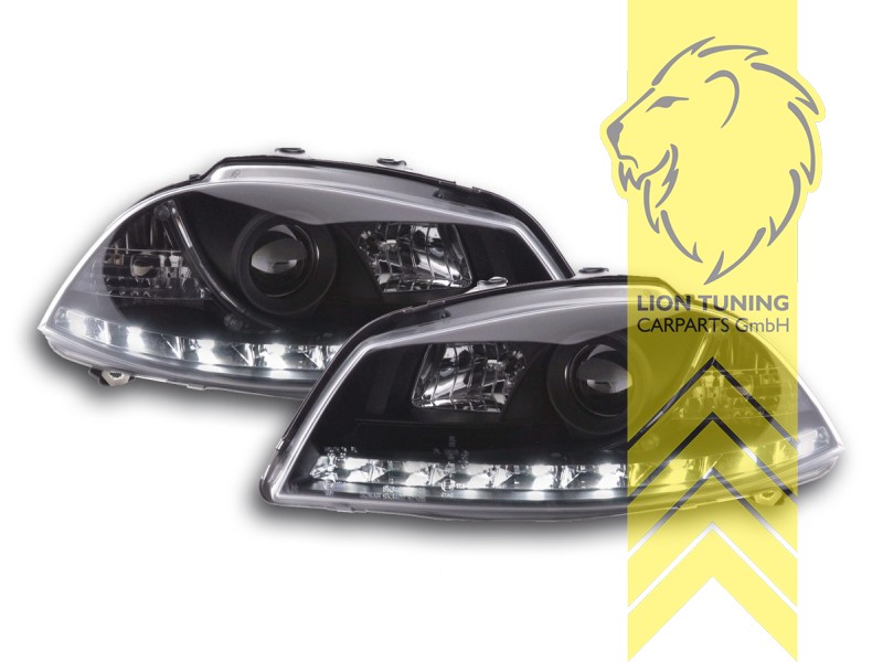 Liontuning - Tuningartikel für Ihr Auto  Lion Tuning Carparts GmbH  Scheinwerfer echtes TFL Seat Ibiza 6L LED Tagfahrlicht schwarz