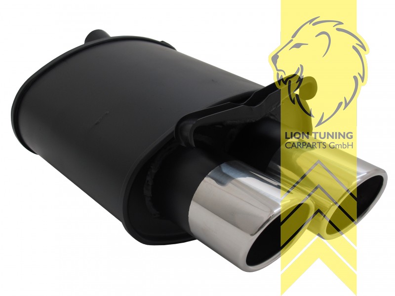 2 x 90mm SR-Design, Endrohr doppel, 90mm, Rund, Stoßstangenausschnitt muss vergrößert werden, Metall / Stahl, 200 / 200K / 230 / 230K, Eintragungsfrei / mit ABE