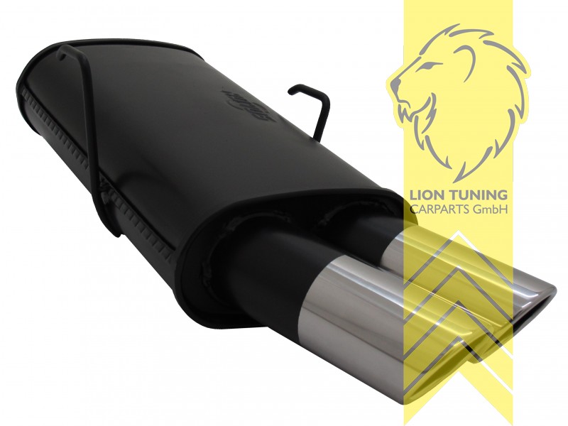 2 x 76mm SR-Design, Endrohr doppel, 76mm, Rund, bei Facelift Modellen muss die Stoßstange bearbeitet werden, Metall / Stahl, 1.0 / 1.1 / 1.3 / 1.4 / 1.6 / 1.4D, Eintragungsfrei / mit ABE