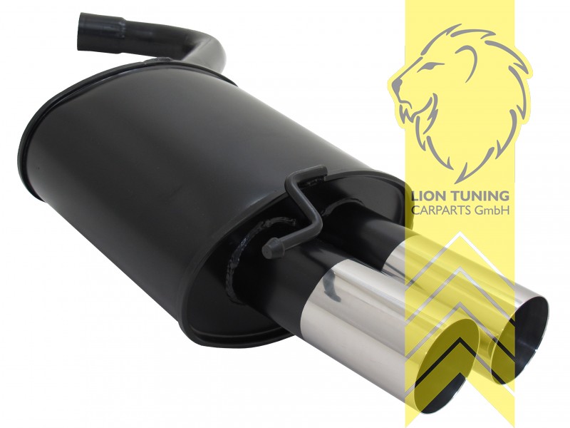 2 x 76mm RL-Design, Endrohr doppel, 76mm, Rund, Metall / Stahl, 320i 110KW (N46) / 320si 127KW (N45), 316i 85KW (N45) / 318i 95KW (N46), Eintragungsfrei / mit ABE