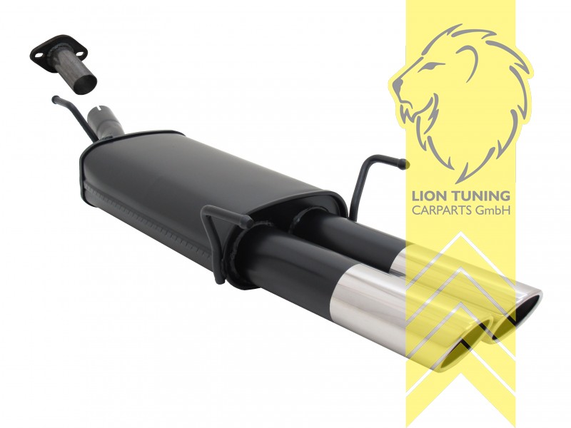 2 x 76mm SR-Design, Endrohr doppel, 76mm, Rund, nur passend für Fahrzeuge mit Flanschverbindung, Metall / Stahl, 1.6 16V / 1.8 16V / 2.0 16V, Eintragungsfrei / mit ABE