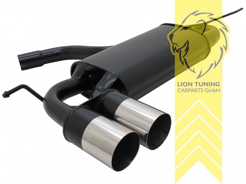 2 x 76mm RL-Design, Endrohr doppel, 76mm, Rund, für Fahrzeuge mit Stoßstangenausschnitt, Metall / Stahl, 1.4 16V / 1.4 FSI / 1.6 / 1.6 FSI / 2.0 FSI, Eintragungsfrei / mit ABE