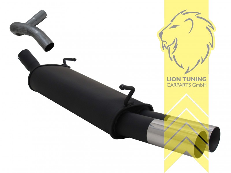 2 x 76mm RL-Design, Endrohr doppel, 76mm, Rund, Metall / Stahl, 1.2 12V / 1.4 16V / 1.9 TDI 100 - 130 PS, Eintragungsfrei / mit ABE