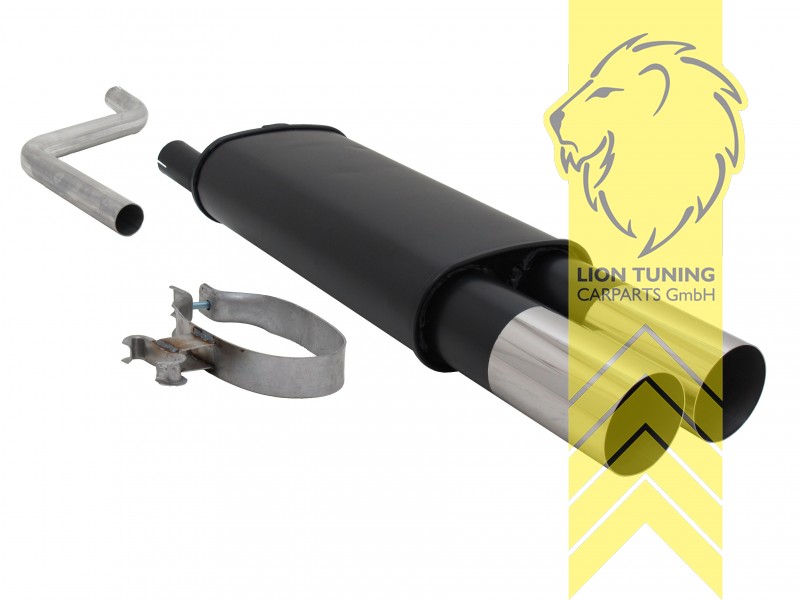 2 x 90mm RL-Design, Endrohr doppel, 90mm, Rund, Metall / Stahl, 1.0 / 1.1 / 1.3 / 1.3 G40, Eintragungsfrei / mit ABE