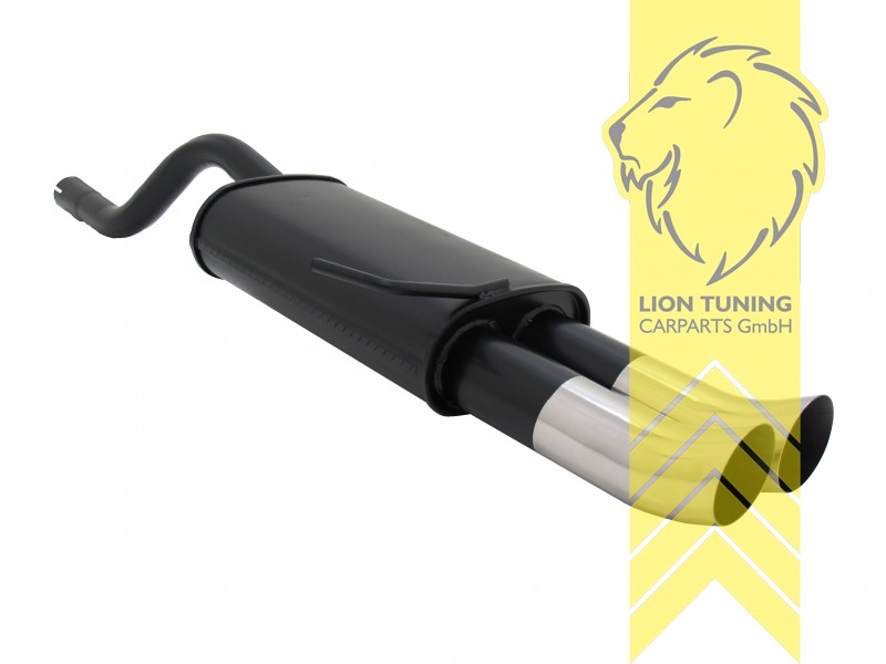 2 x 76mm DTM, Endrohr doppel, 76mm, Rund, Metall / Stahl, 1.2 / 1.4 / 1.6 16V, Eintragungsfrei / mit ABE