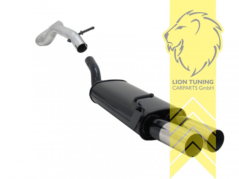 2 x 76mm RL-Design, Endrohr doppel, 76mm, Rund, nicht für 4-Motion, Metall / Stahl, 1.4 / 1.6 / 1.8 / 1.8T / 2.0 / 1.9 TDI, Eintragungsfrei / mit ABE