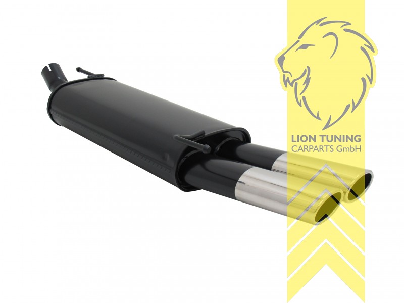 Modelle mit * benötigen zur Montage das Adapterrohr 5180, 2 x 85/58mm, Endrohr doppel, 85/58mm, Rund, nicht für 16V, VR6, Variant, Syncro, Metall / Stahl, 1.8 66KW / 2.0 85KW / 1.9D* 47KW / 1.9 TDI 66KW, 1.4 44KW* / 1.6 55KW* / 1.6 GT 74KW / 1.8 55KW*, Eintragungsfrei / mit ABE