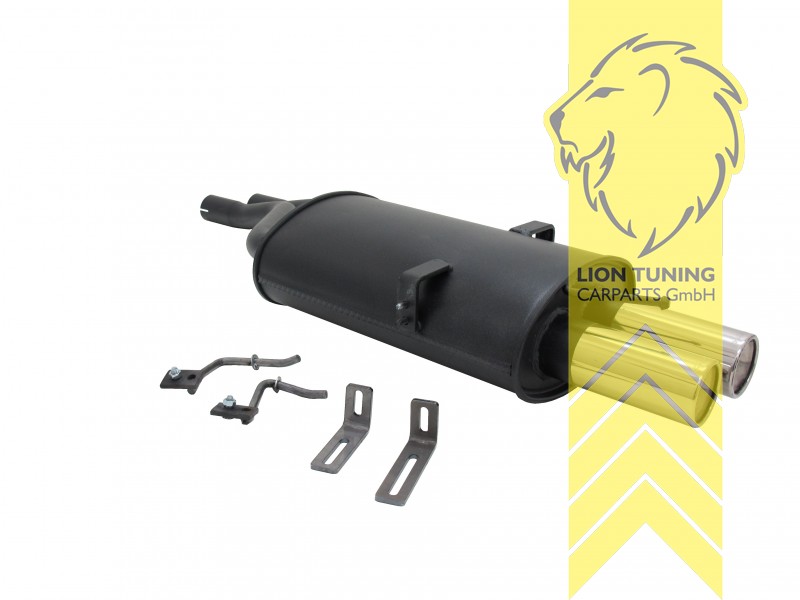 2 x 76mm, Endrohr doppel, 76mm, Rund, zweiflutiger Rohrverlauf, Metall / Stahl, 320i / 320ci / 325i / 325ci / 330i / 330ci / 330d, Eintragungsfrei / mit ABE