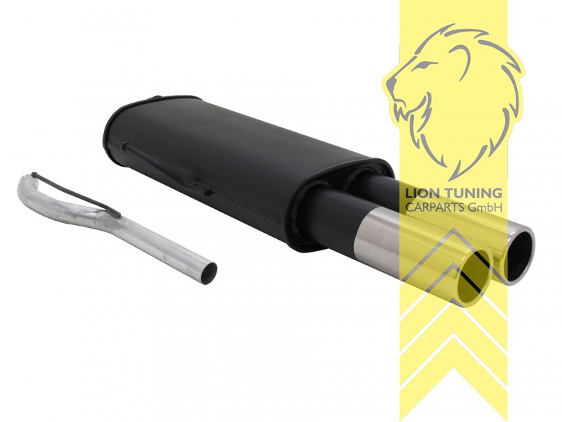 2 x 76mm, Endrohr doppel, 76mm, Rund, nicht für Syncro, Metall / Stahl, 1.6 / 1.8 / 2.0 85KW / 1.9 TD / 1.9 TDI, Eintragungsfrei / mit ABE