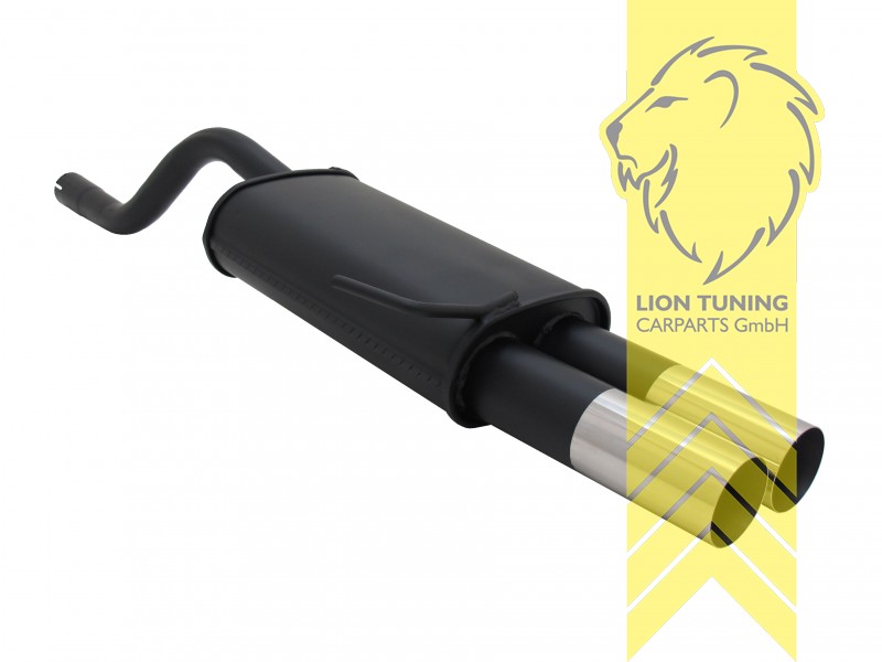 2 x 76mm RL-Design, Endrohr doppel, 76mm, Rund, Metall / Stahl, 1.2 / 1.4 / 1.6 16V, Eintragungsfrei / mit ABE