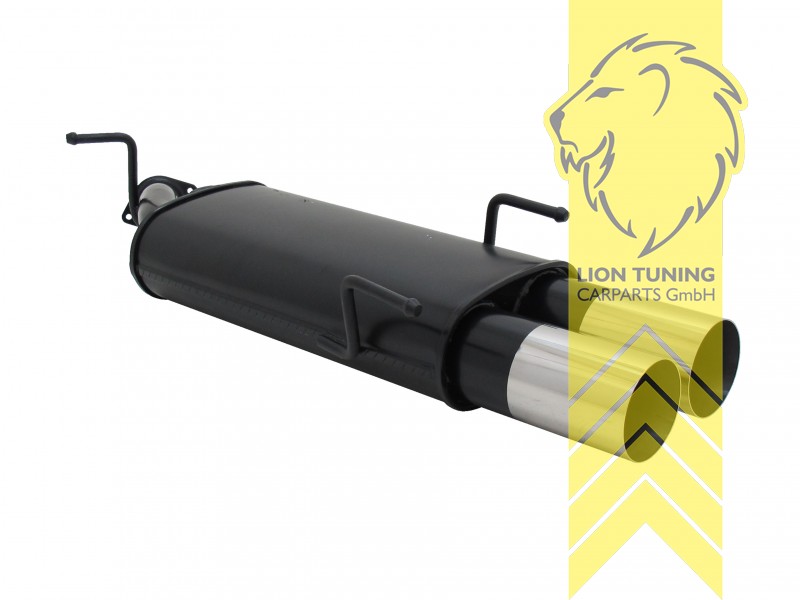 2 x 90mm RL-Design, Endrohr doppel, 90mm, Rund, auch für 16V, nicht für Facelift, nur für Fahrzeuge ohne Anhängerkupplung, Metall / Stahl, 1.6 / 1.8 / 2.0 / 2.0D, Eintragungsfrei / mit ABE