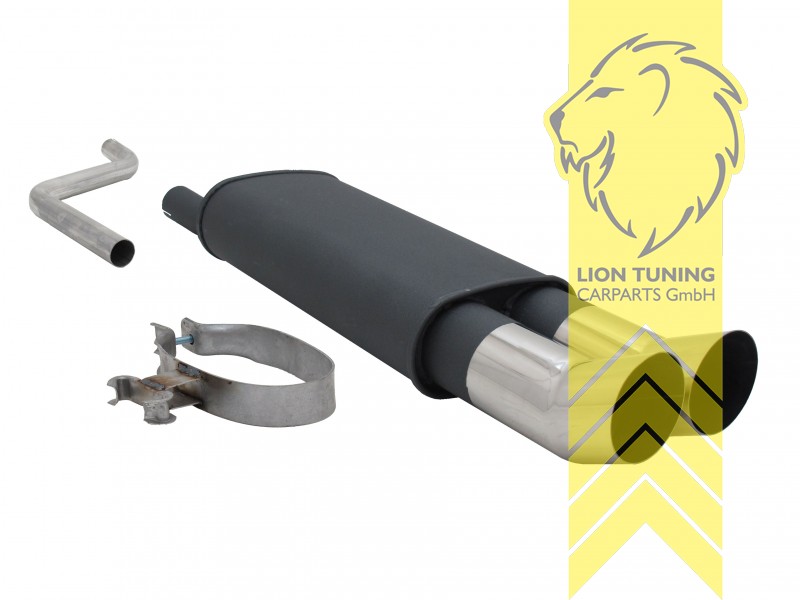 2 x 90mm DTM, Endrohr doppel, 90mm, Rund, Metall / Stahl, 1.0 / 1.1 / 1.3 / 1.3 G40, Eintragungsfrei / mit ABE