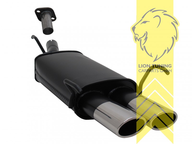 2 x 85/58mm, Endrohr doppel, 85/58mm, Rund, nur passend für Fahrzeuge mit Flanschverbindung, Metall / Stahl, 1.2 / 1.4 / 1.6 / 1.8 / 2.0 16V / 1.7D / 2.0D 74KW, Eintragungsfrei / mit ABE