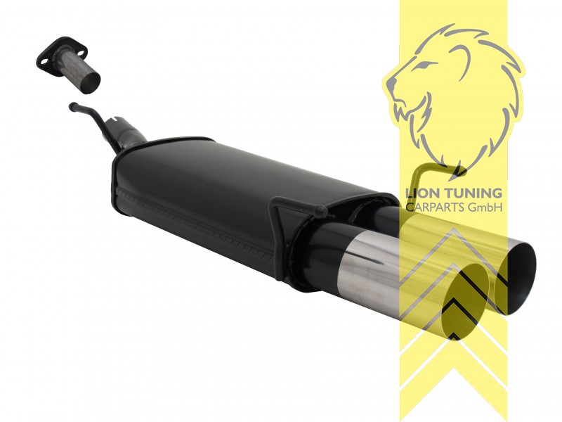 2 x 90mm RL-Design, Endrohr doppel, 90mm, Rund, nur passend für Fahrzeuge mit Flanschverbindung, Metall / Stahl, 1.2 / 1.4 / 1.6 / 1.8 / 2.0 16V / 1.7D / 2.0D 74KW, Eintragungsfrei / mit ABE