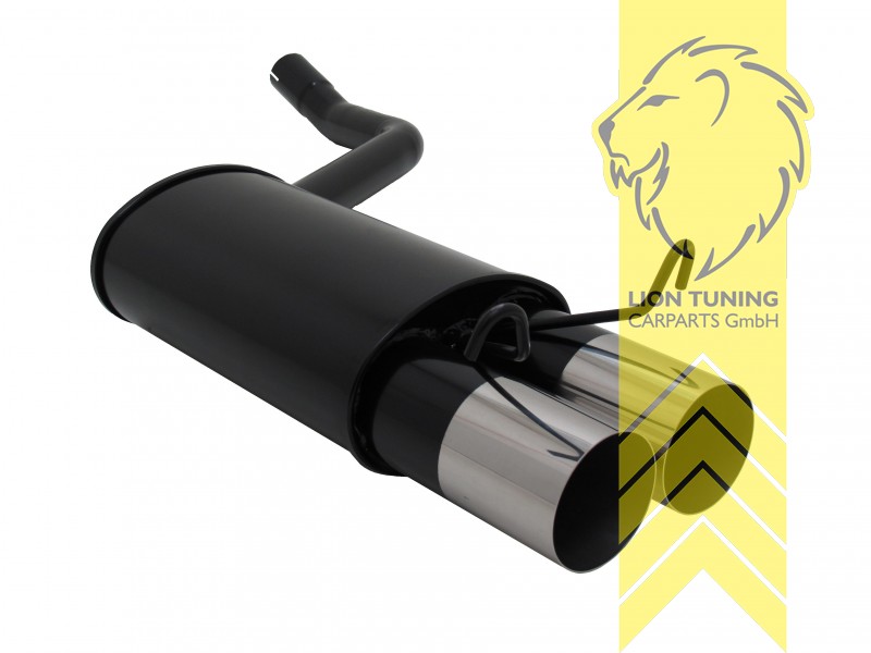 2 x 90mm RL-Design, Endrohr doppel, 90mm, Rund, nicht für Diesel, Metall / Stahl, 1.8 / 2.0 / 2.3, Eintragungsfrei / mit ABE