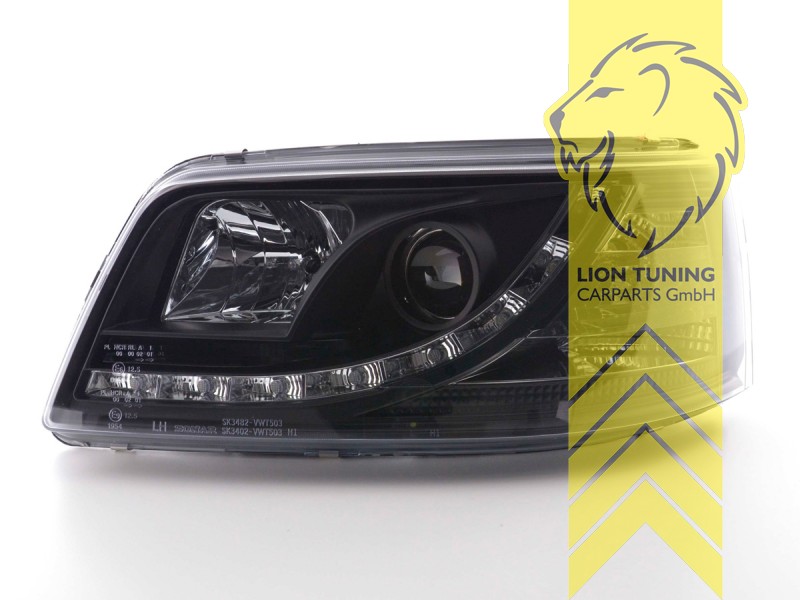 Liontuning - Tuningartikel für Ihr Auto  Lion Tuning Carparts GmbH TFL  Optik Scheinwerfer VW T5 Bus Transporter Multivan LED Tagfahrlicht schwarz