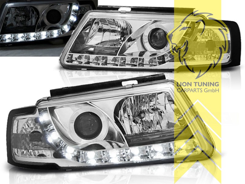 Halogen, chrom, Abblendlicht H1 / Fernlicht H1, Blinkerbirnen BAU15S, elektrisch verstellbar - Stellmotor wird vom Original übernommen, Eintragungsfrei / mit E-Prüfzeichen, Eintragungsfrei / mit R87 Zulassung als Tagfahrlicht