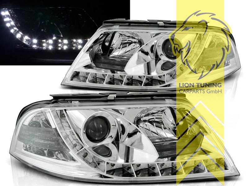 Halogen, chrom, Abblendlicht H1 / Fernlicht H1, Blinkerbirnen BAU15S, elektrisch verstellbar - Stellmotor wird vom Original übernommen, Eintragungsfrei / mit E-Prüfzeichen, Eintragungsfrei / mit R87 Zulassung als Tagfahrlicht