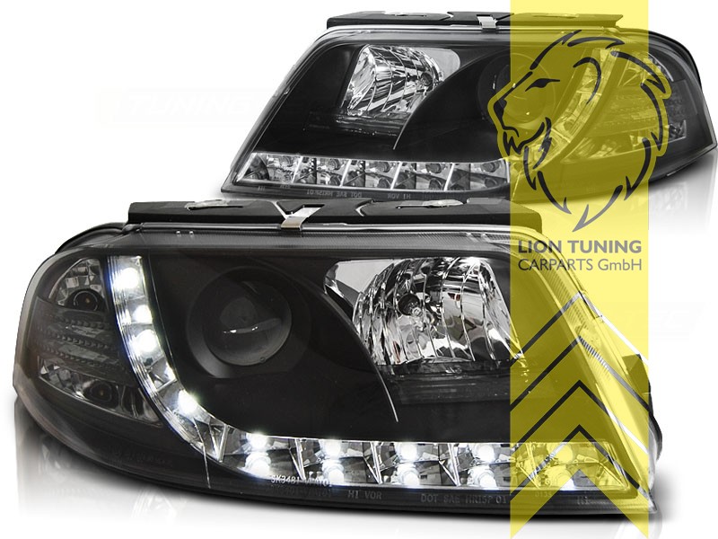 Liontuning - Tuningartikel für Ihr Auto  Lion Tuning Carparts GmbH  Scheinwerfer echtes TFL VW Golf 3 Limousine VariantCabrio Tagfahrlicht  schwarz