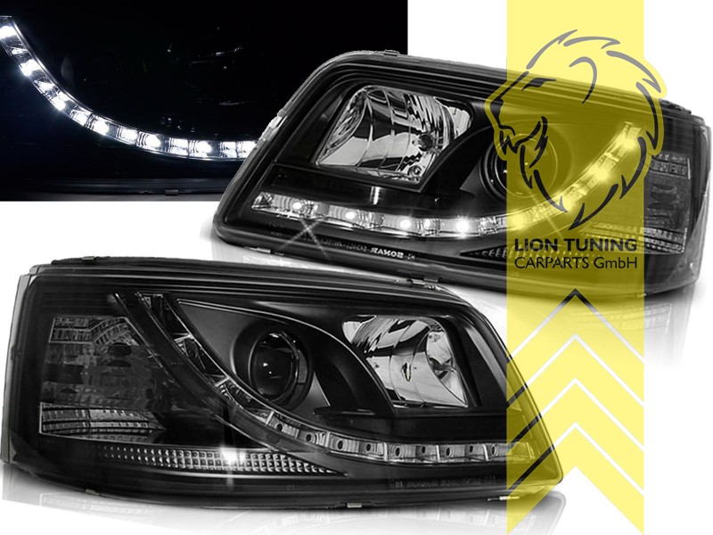 Halogen, schwarz, nur passend für Fahrzeuge mit serienmäßigen H4 Scheinwerfern, Abblendlicht H1 / Fernlicht H1, Blinkerbirnen BAU15S, elektrisch verstellbar - Stellmotor integriert, Eintragungsfrei / mit E-Prüfzeichen, Eintragungsfrei / mit R87 Zulassung als Tagfahrlicht