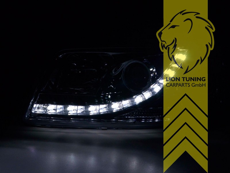 Liontuning - Tuningartikel für Ihr Auto  Lion Tuning Carparts GmbH  Scheinwerfer echtes TFL VW T5 Bus Transporter Multivan LED Tagfahrlicht  chrom