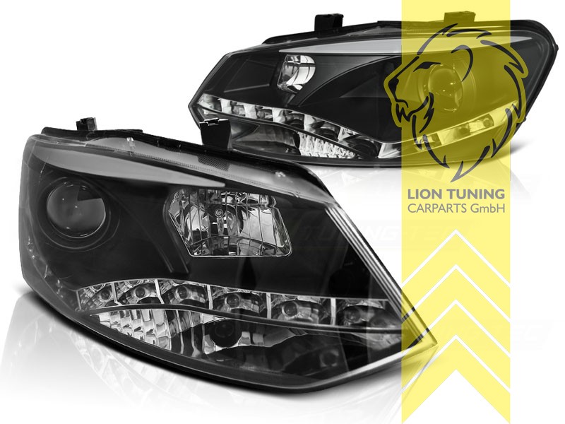 Tuningartikel für Ihr Auto  Lion Tuning Carparts GmbH TFL Optik  Scheinwerfer VW Polo 6R LED Tagfahrlicht schwarz - Liontuning
