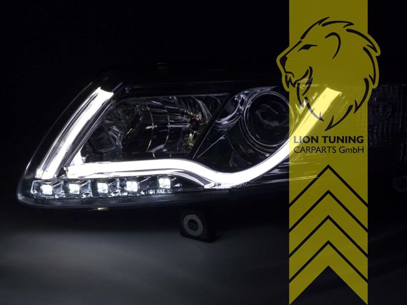 Liontuning - Tuningartikel für Ihr Auto  Lion Tuning Carparts GmbH  Scheinwerfer echtes TFL Audi A6 C6 4F LED Tagfahrlicht Limousine Avant  schwar