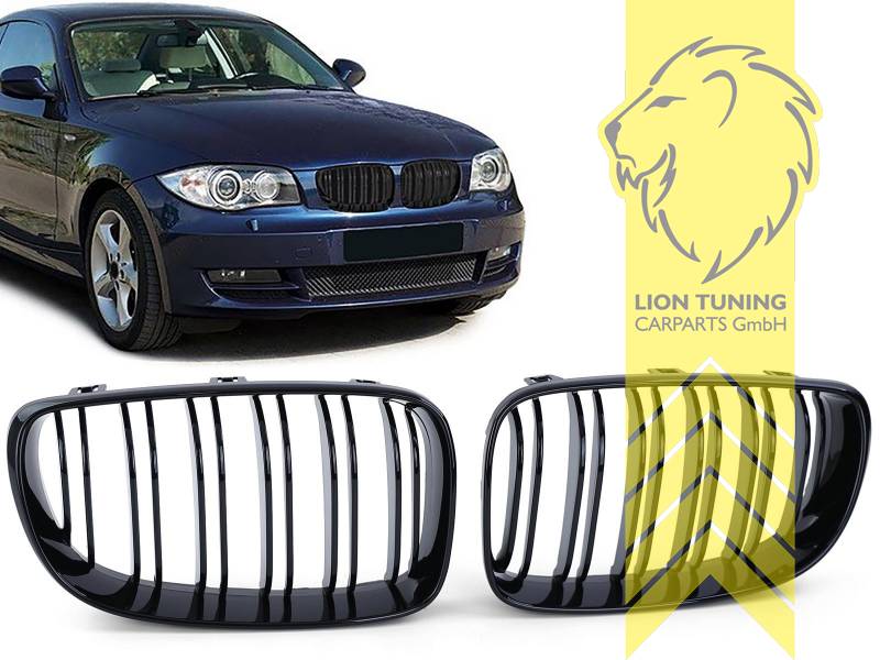 Liontuning - Tuningartikel für Ihr Auto  Lion Tuning Carparts GmbH  Sportgrill Kühlergrill BMW E81 E82 E87 E88 schwarz glänzend