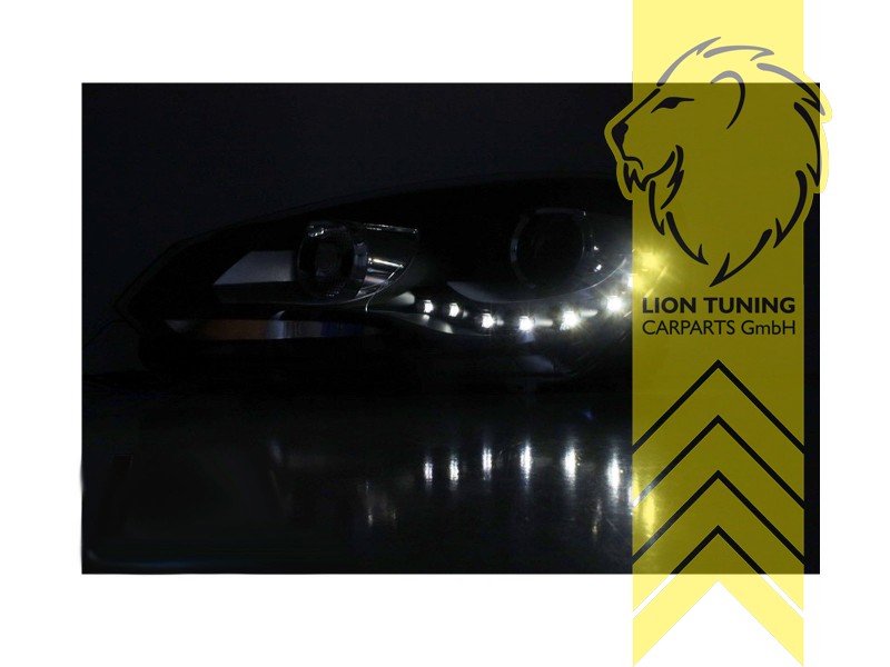 Liontuning - Tuningartikel für Ihr Auto  Lion Tuning Carparts GmbH  Scheinwerfer echtes TFL VW Golf 6 Limo Variant Cabrio LED Tagfahrlicht  schwarz