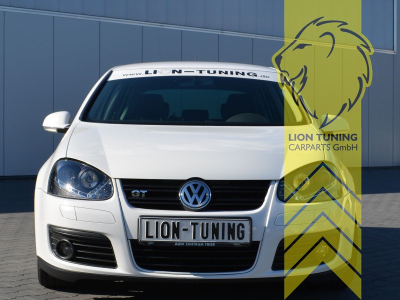 Liontuning - Tuningartikel für Ihr Auto  Lion Tuning Carparts GmbH  Scheinwerfer echtes TFL VW Golf 5 Limousine Variant LED Tagfahrlicht schwarz
