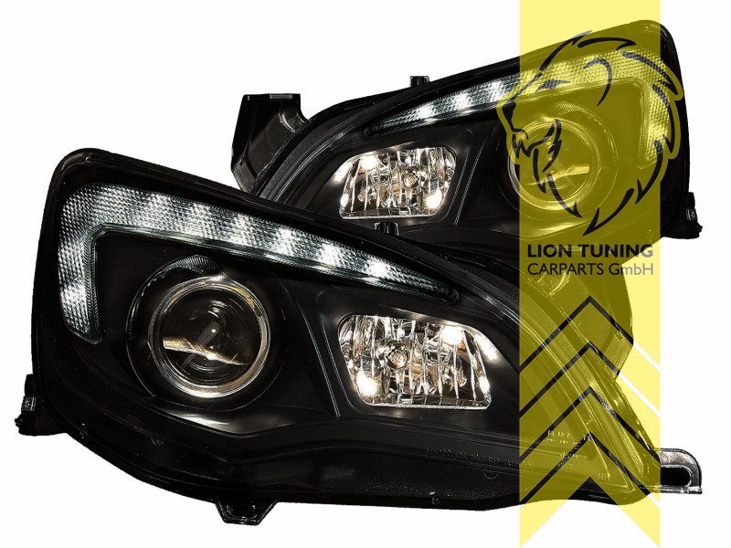Liontuning - Tuningartikel für Ihr Auto  Lion Tuning Carparts GmbH  Scheinwerfer echtes TFL Opel Astra J Limousine Caravan LED Tagfahrlicht  schwarz