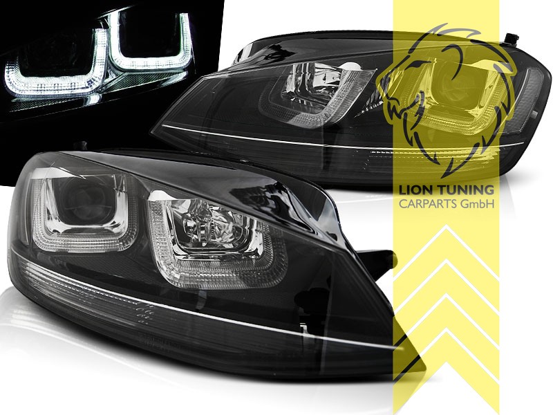 Liontuning - Tuningartikel für Ihr Auto  Lion Tuning Carparts GmbH  Scheinwerfer echtes TFL VW Golf 7 Limousine Variant Sport Optik schwarz
