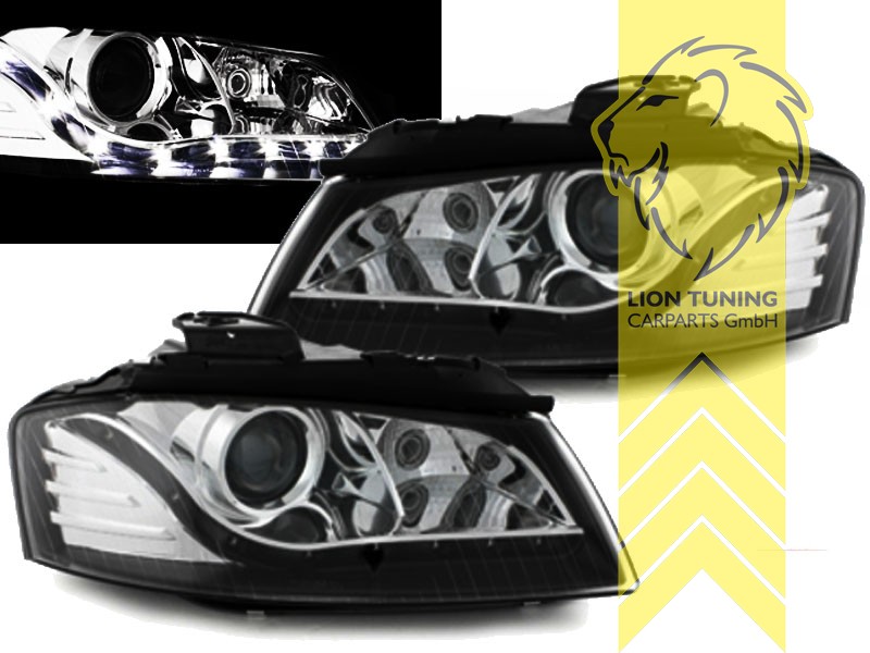 Halogen, schwarz, Abblendlicht H7 / Fernlicht H7, Abblendlicht und Fernlicht in einer Linse H7, Blinkerbirnen BAU15S, elektrisch verstellbar - Stellmotor integriert, Eintragungsfrei / mit E-Prüfzeichen