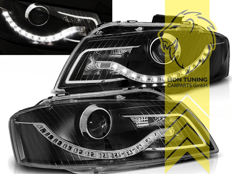 Liontuning - Tuningartikel für Ihr Auto  Lion Tuning Carparts GmbH TFL  Optik Scheinwerfer Audi A3 8P LED Tagfahrlicht schwarz