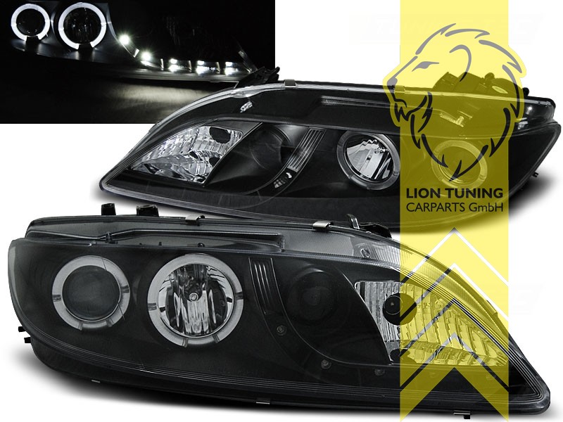 Halogen, schwarz, weiß LED, mit Nebelscheinwerfern, für Limousine und Sportwagon passend, Abblendlicht H1 / Fernlicht H1, Blinkerbirnen BAU15S, elektrisch verstellbar - Stellmotor integriert, Eintragungsfrei / mit E-Prüfzeichen