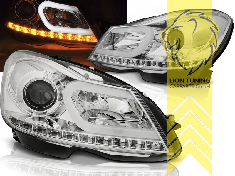 mit LED Blinker, Halogen, chrom, Abblendlicht H7 / Fernlicht H1, Blinkerbirnen BAU15S, elektrisch verstellbar - Stellmotor integriert, Eintragungsfrei / mit E-Prüfzeichen