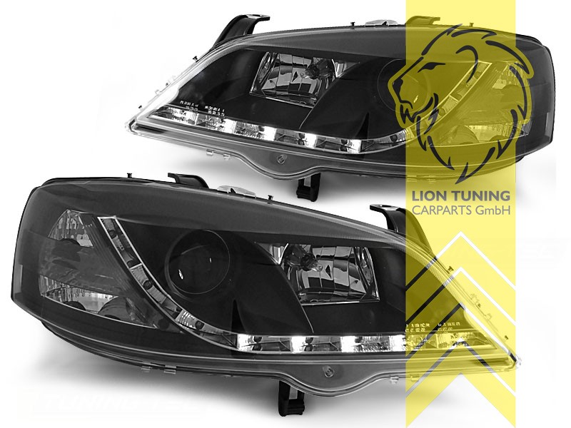 Tuningartikel für Ihr Auto  Lion Tuning Carparts GmbH TFL Optik  Scheinwerfer Opel Astra G LED Tagfahrlicht schwarz - Liontuning