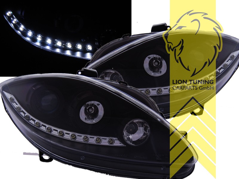 Halogen, schwarz, Abblendlicht H1 / Fernlicht H1, Blinkerbirnen BAU15S, elektrisch verstellbar - Stellmotor wird vom Original übernommen, Eintragungsfrei / mit E-Prüfzeichen