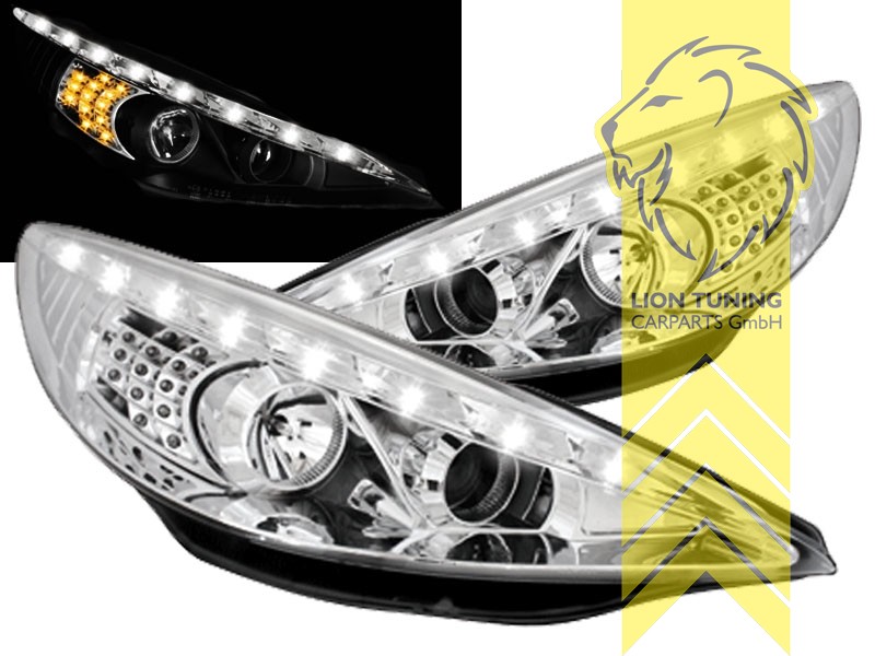 mit LED Blinker, Halogen, chrom, Abblendlicht H1 / Fernlicht H1, elektr. verstellbar - Motor muss separat bestellt werden (MHC01), Eintragungsfrei / mit E-Prüfzeichen