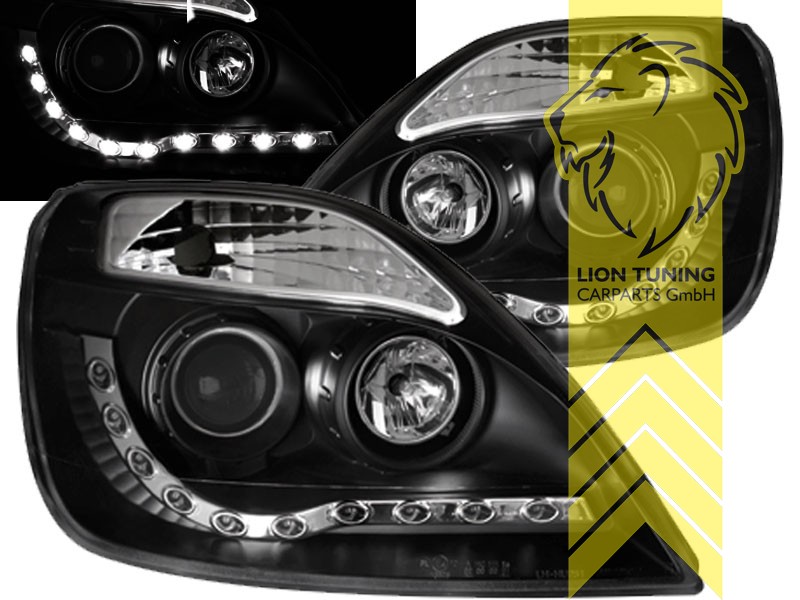 Liontuning - Tuningartikel für Ihr Auto  Lion Tuning Carparts GmbH TFL  Optik Scheinwerfer Ford Fiesta 6 JH1 JD3 LED Tagfahrlicht schwarz