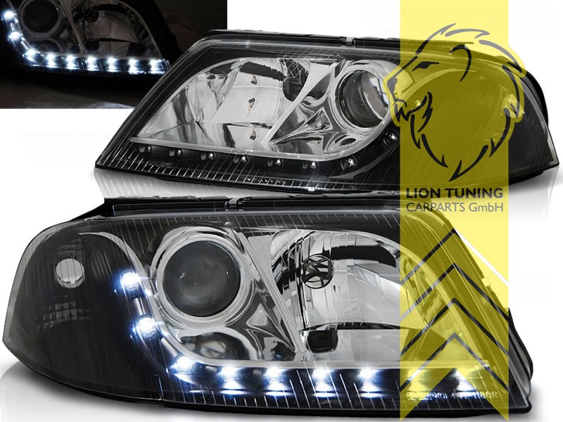 Liontuning - Tuningartikel für Ihr Auto  Lion Tuning Carparts GmbH TFL  Optik Scheinwerfer VW Passat 3BG Limousine Variant LED Tagfahrlicht schwarz