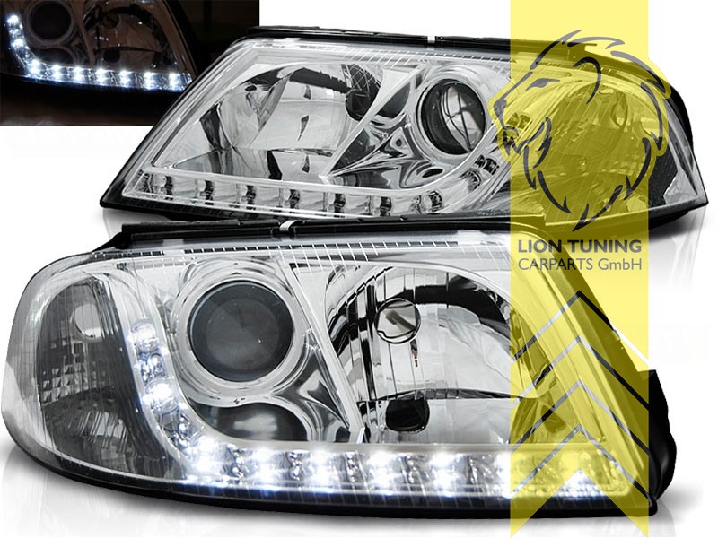 Halogen, chrom, Abblendlicht H7 / Fernlicht H7, Blinkerbirnen BAU15S, elektrisch verstellbar - Stellmotor wird vom Original übernommen, Eintragungsfrei / mit E-Prüfzeichen