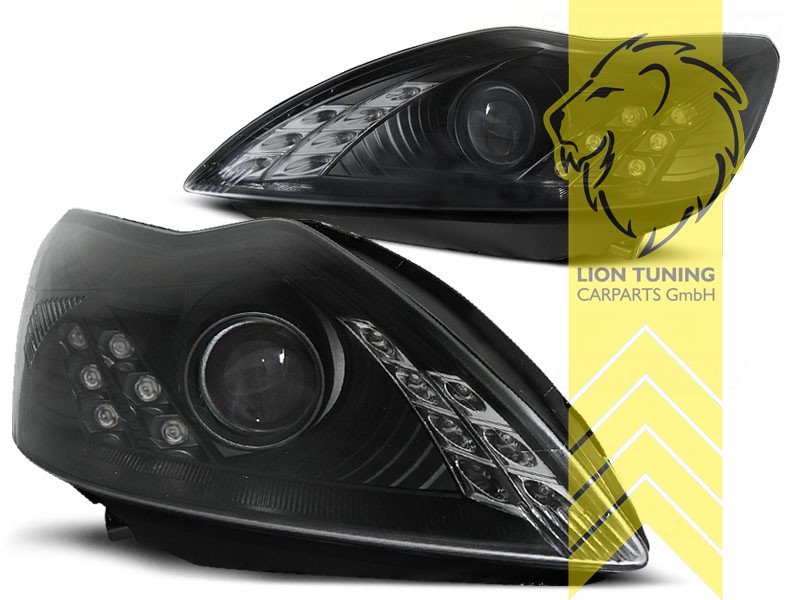 Tuningartikel für Ihr Auto  Lion Tuning Carparts GmbH TFL Optik  Scheinwerfer Ford Focus 2 Facelift LED Tagfahrlicht schwarz - Liontuning
