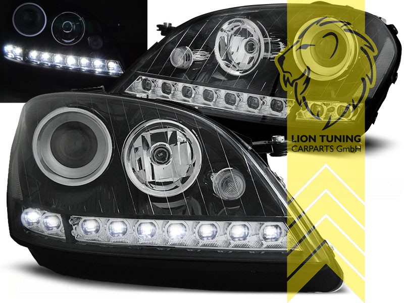 Liontuning - Tuningartikel für Ihr Auto  Lion Tuning Carparts GmbH TFL  Optik Scheinwerfer Mercedes Benz W164 ML M-Klasse schwarz