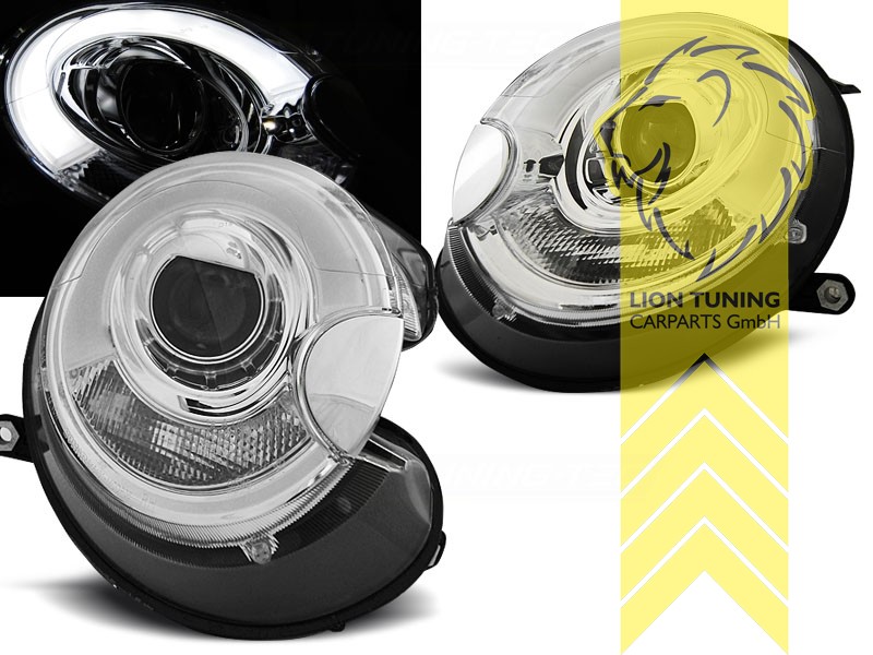 Xenon, HID, chrom, nur passend für Fahrzeuge mit Original Xenon, Blinkerbirnen BAU15S, Abblendlicht und Fernlicht in einer Linse D1S, elektrisch verstellbar - Stellmotor integriert, Eintragungsfrei / mit E-Prüfzeichen