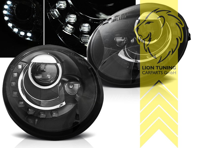 Halogen, schwarz, Abblendlicht und Fernlicht in einer Linse H7, Blinkerbirnen BAU15S, elektrisch verstellbar - Stellmotor wird vom Original übernommen, Eintragungsfrei / mit E-Prüfzeichen