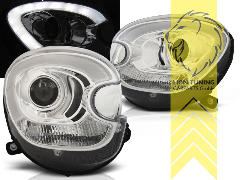 Xenon, HID, chrom, Abblendlicht und Fernlicht in einer Linse D1S, elektrisch verstellbar - Stellmotor integriert, Eintragungsfrei / mit E-Prüfzeichen